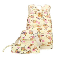 School Bags Set 3 in 1 Printing Backpack for Girls Cute Animal Set Custom Bags Travelling Backpack Canvas Bagpack School Bag Set