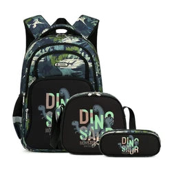 Cusangel 3pcs Set Navy Plane Flight Printing Waterproof Nylon Kids Backpack with Lunch Bag and Pencil Case for Boys School Bags