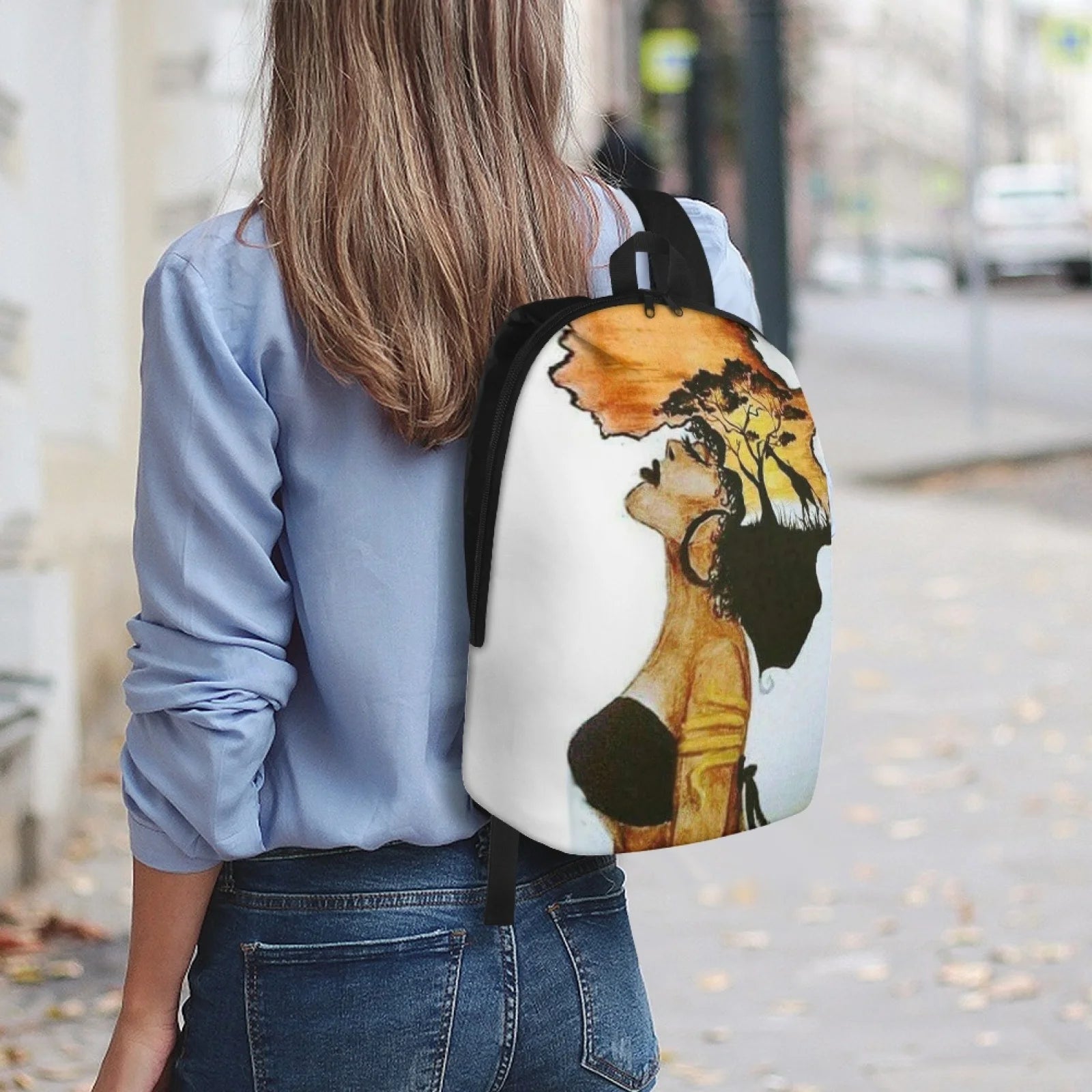 Custom African Girls Print Kids School Bag School Back Pack Fashion College Backpack Metal Zipper Optional Lady Backpack Unisex