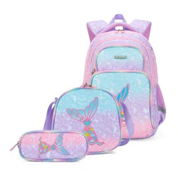 Cusangel 3pcs Set Navy Plane Flight Printing Waterproof Nylon Kids Backpack with Lunch Bag and Pencil Case for Boys School Bags