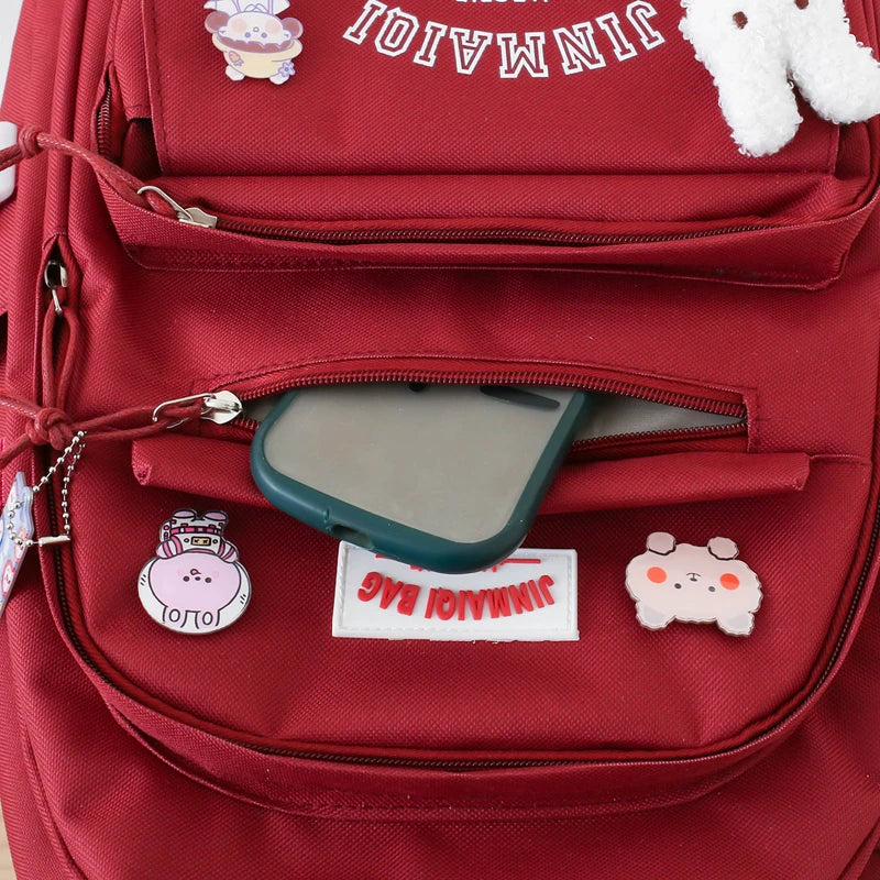 2025 New Zs Custom Logo School Backpack Set with Lunch Bags Kawaii Rucksack for Kids College Students Softback Design