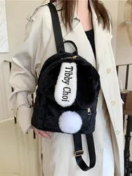 2025 Custom Bag Manufacturer pink Custom logo Children Backpack Embroidery Plush Cute Backpack