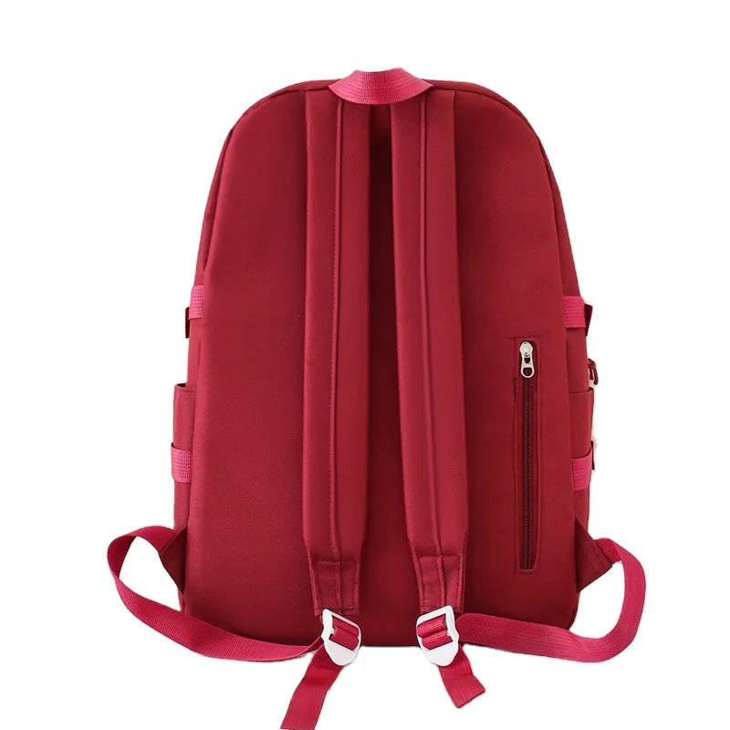 2025 New Zs Custom Logo School Backpack Set with Lunch Bags Kawaii Rucksack for Kids College Students Softback Design
