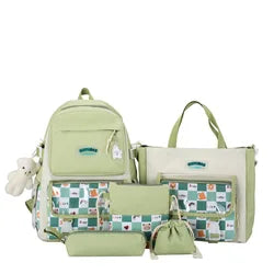 2025 Custom INS Style School Backpack Set Waterproof Canvas Rucksack for Boys and Girls Nylon Lining Wholesale for Kids