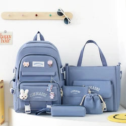2025 New Zs Custom Logo School Backpack Set with Lunch Bags Kawaii Rucksack for Kids College Students Softback Design