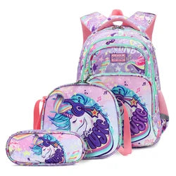 Cusangel 3pcs Set Navy Plane Flight Printing Waterproof Nylon Kids Backpack with Lunch Bag and Pencil Case for Boys School Bags