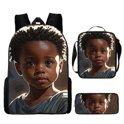 Custom Print 3 in 1 School Bag Set African Black Girl Boy School Bags Backpack Fashion Kid Book Bag for Children