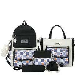 2025 Custom INS Style School Backpack Set Waterproof Canvas Rucksack for Boys and Girls Nylon Lining Wholesale for Kids
