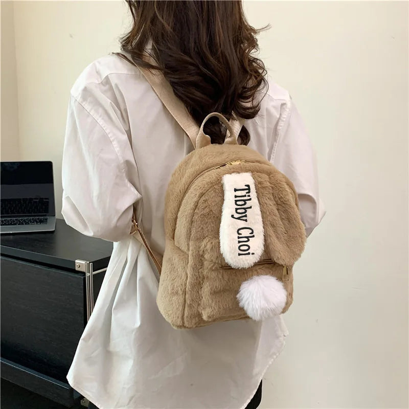 2025 Custom Bag Manufacturer pink Custom logo Children Backpack Embroidery Plush Cute Backpack