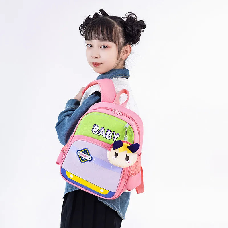 Waterproof 3D Cartoon Printed 2 Sets Backpack Rucksack for Primary School Students and Kids Cute School Bag with Zipper Closure