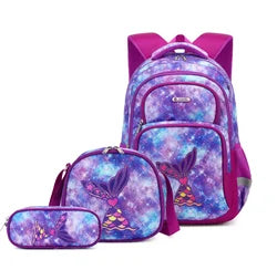 Cusangel 3pcs Set Navy Plane Flight Printing Waterproof Nylon Kids Backpack with Lunch Bag and Pencil Case for Boys School Bags