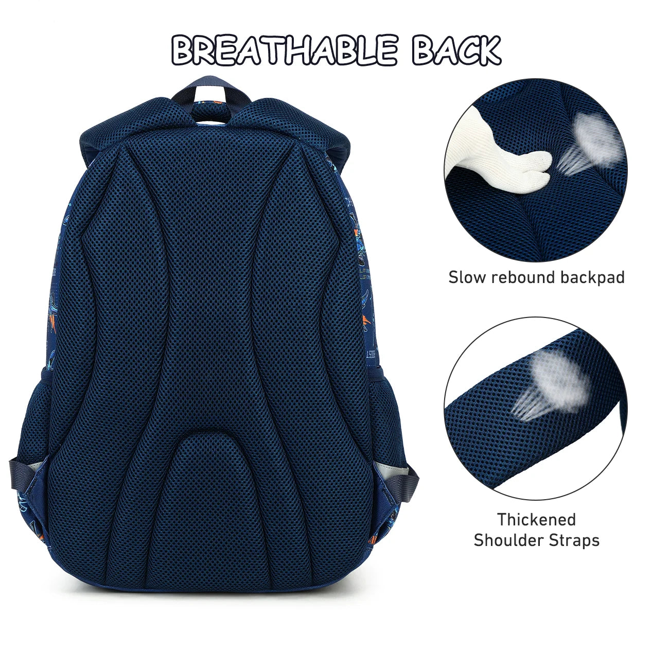 Cusangel 3pcs Set Navy Plane Flight Printing Waterproof Nylon Kids Backpack with Lunch Bag and Pencil Case for Boys School Bags