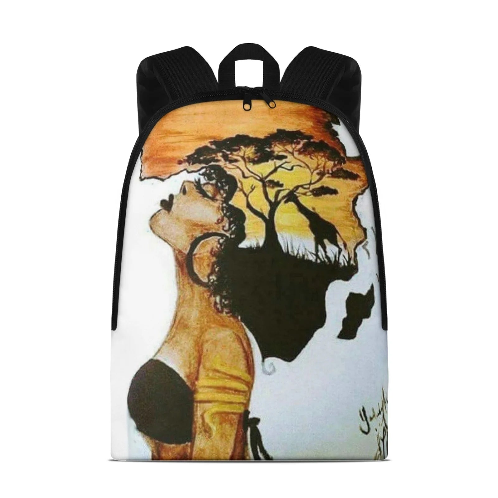 Custom African Girls Print Kids School Bag School Back Pack Fashion College Backpack Metal Zipper Optional Lady Backpack Unisex