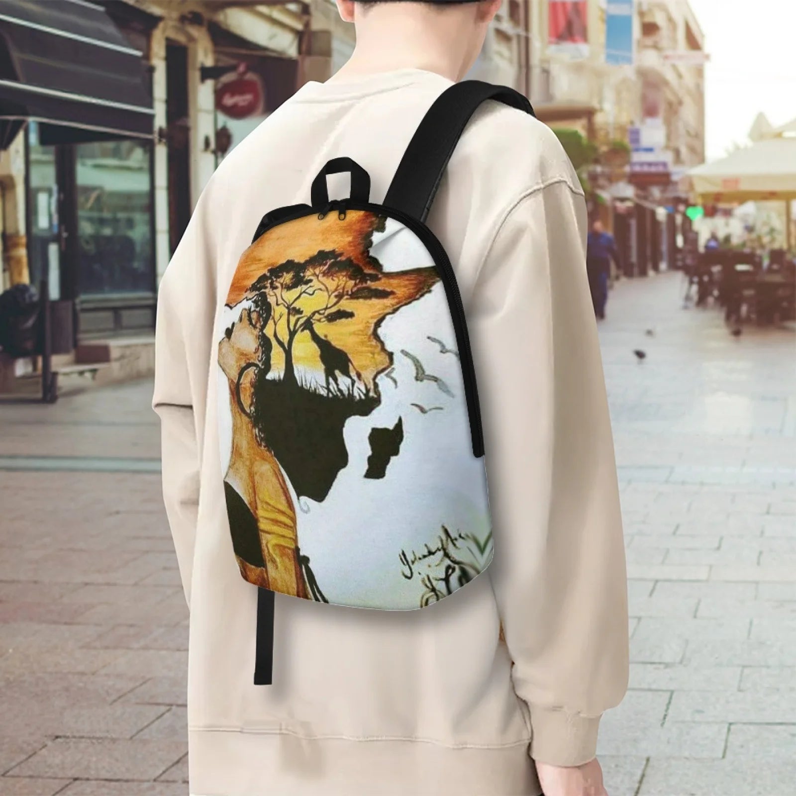 Custom African Girls Print Kids School Bag School Back Pack Fashion College Backpack Metal Zipper Optional Lady Backpack Unisex