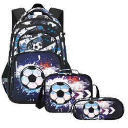 Cusangel 3pcs Set Navy Plane Flight Printing Waterproof Nylon Kids Backpack with Lunch Bag and Pencil Case for Boys School Bags