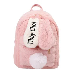 2025 Custom Bag Manufacturer pink Custom logo Children Backpack Embroidery Plush Cute Backpack