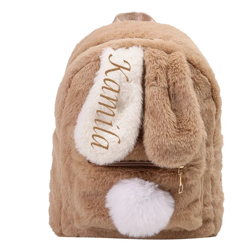 2025 Custom Bag Manufacturer pink Custom logo Children Backpack Embroidery Plush Cute Backpack