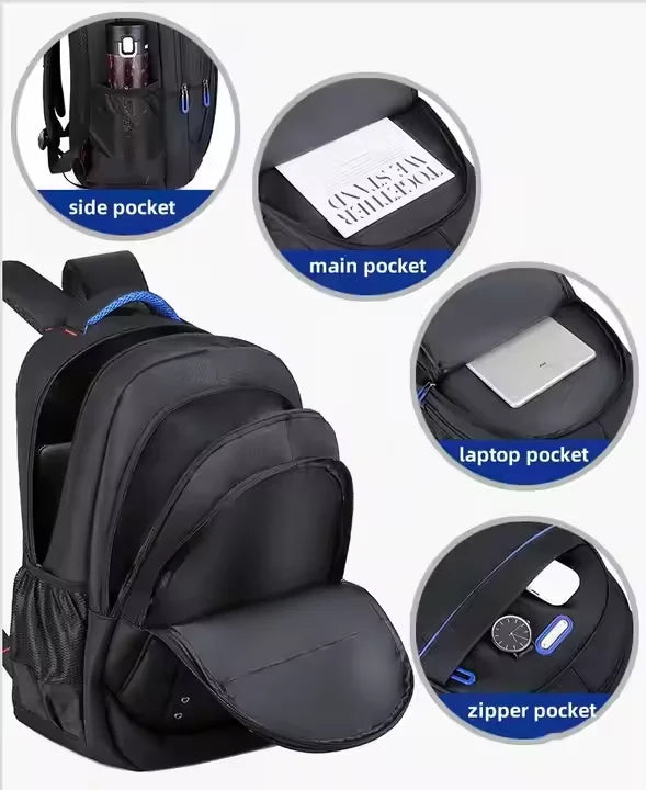 Wholesale Black Oxford Custom Logo Kid School Bags Large Capacity Waterproof School Travel Backpacks Business Laptop Backpacks