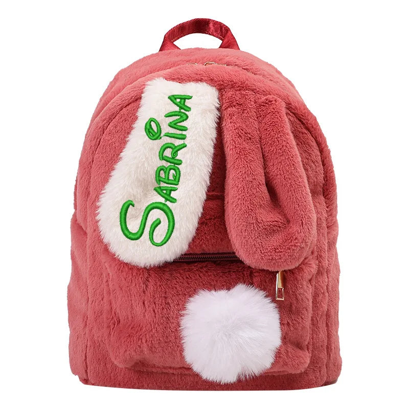 2025 Custom Bag Manufacturer pink Custom logo Children Backpack Embroidery Plush Cute Backpack