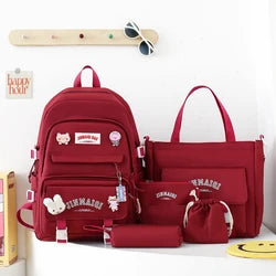 2025 New Zs Custom Logo School Backpack Set with Lunch Bags Kawaii Rucksack for Kids College Students Softback Design