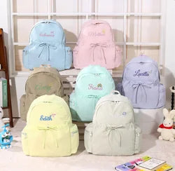 2025 Custom Kids Backpack Embroidery Backpack With Bowknot Name Nylon Children's School Bag for Girls Boys