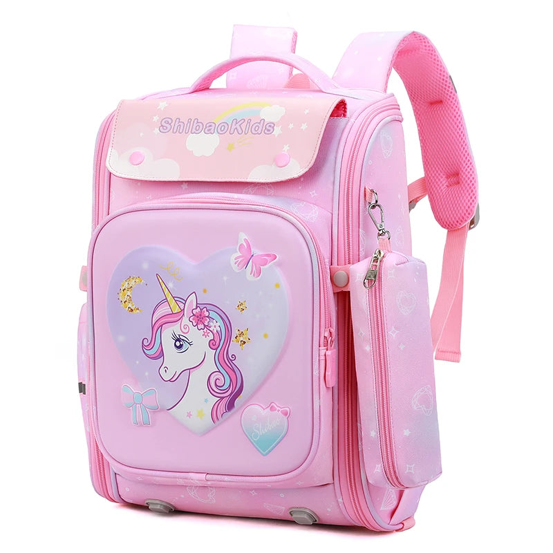 Custom Unicorn Cartoon Elementary School pink Purple Navy Blue rainbow Waterproof Children's Backpack Backpack