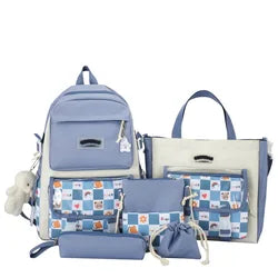 2025 Custom INS Style School Backpack Set Waterproof Canvas Rucksack for Boys and Girls Nylon Lining Wholesale for Kids