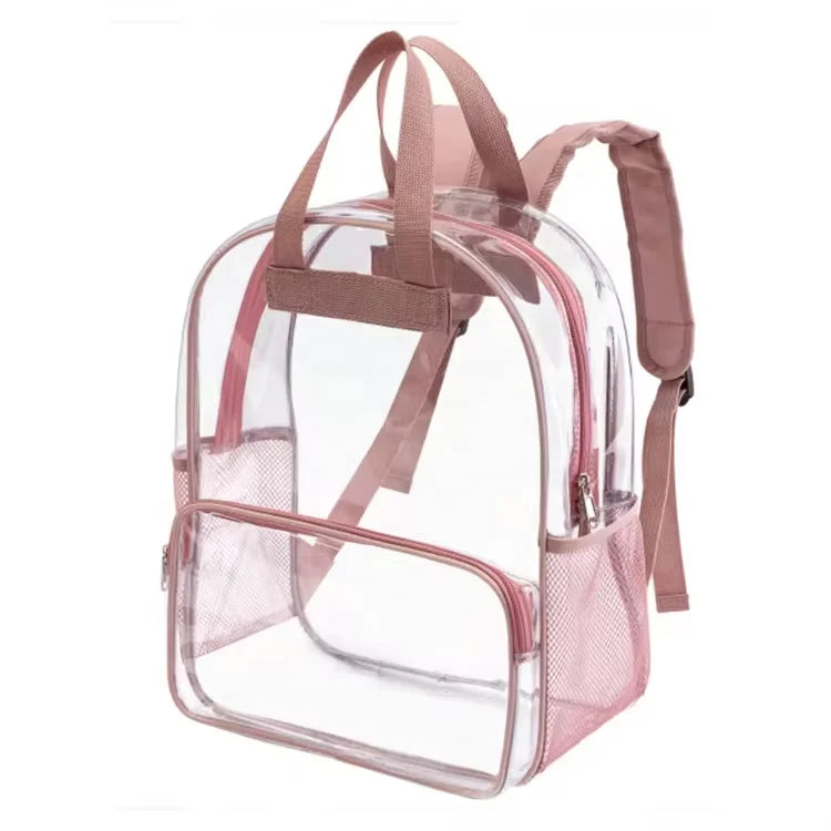 Custom Logo Transparent PVC Clear Plastic School Backpack for Kids Teenagers Waterproof Fashion Style String Bookbag for Girls