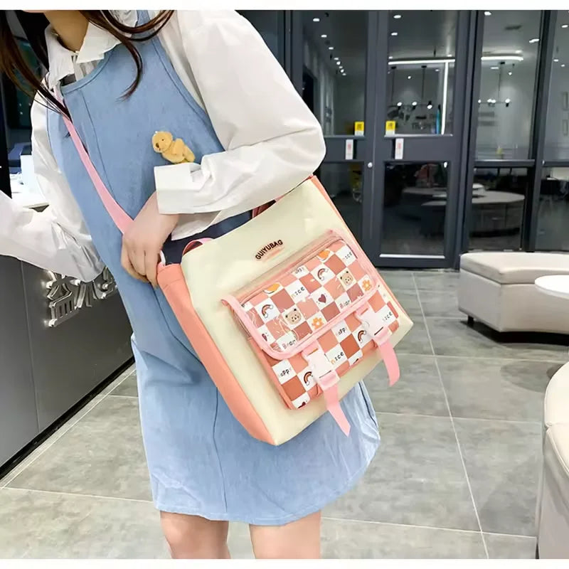 2025 Custom INS Style School Backpack Set Waterproof Canvas Rucksack for Boys and Girls Nylon Lining Wholesale for Kids