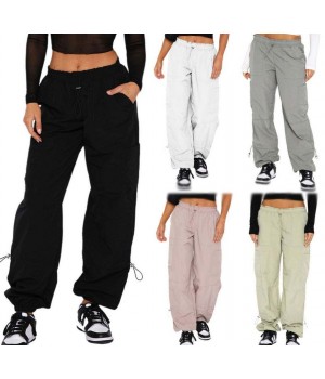 New cargo pants custom women's pants & trousers cargo streetwear fashion solid color loose lace up pant