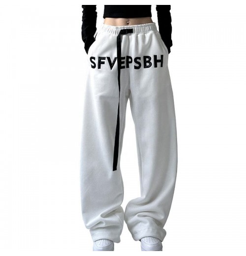 Custom logo jogger pants for women ladies y2k baggy cotton sweatpants