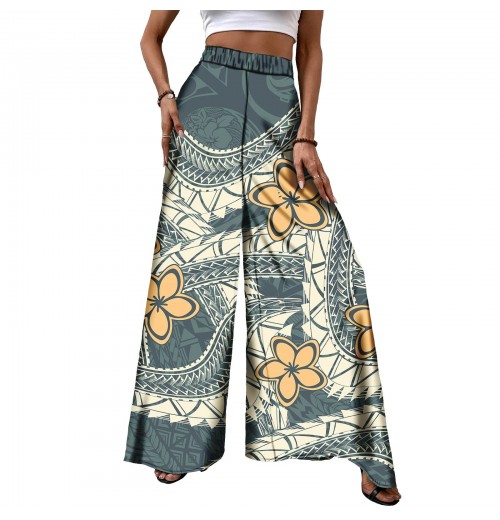 Women's Trousers Samoan Polynesian Tribal Printed High Waist Wide Leg Pants Loose Beach Plus Size Women's pants & trousers