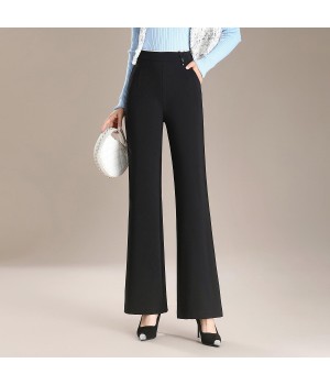 New Designs Office Lady High Waist Pleated Women Trousers Custom Logo Fashion Casual Wide Leg Pants