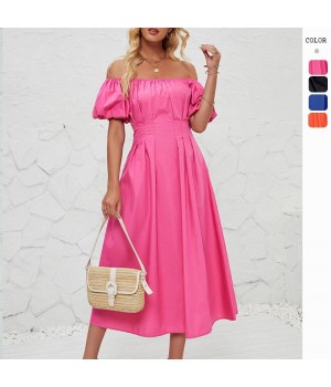 Wholesale women's clothing new arrival 2024 summer women temperament short sleeve long dress holiday dress woman