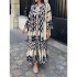 Women's Comfortable and Classic Fall Style Printed Long Dresses with Loose Pullover Leisure Commute out Skirts